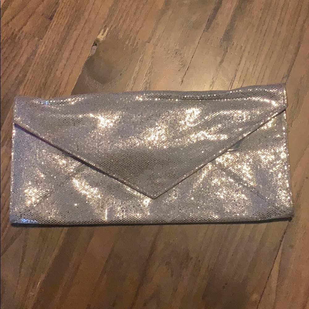 victoria secret silver clutch